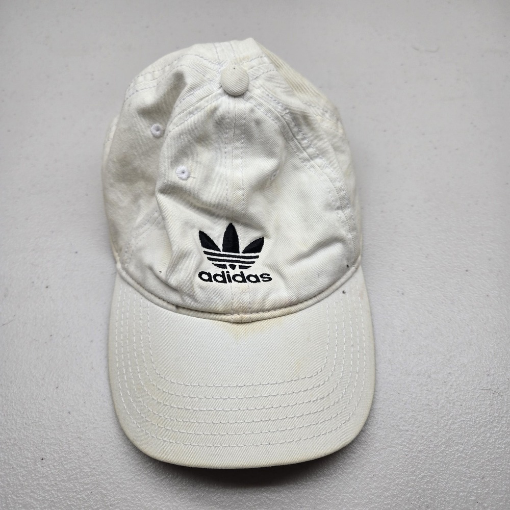 Adidas Men Baseball Cap ONE SIZE White Trefoil Buckle Strapback READ